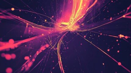 Naklejka premium Abstract vibrant energy flow, glowing particles and lines.