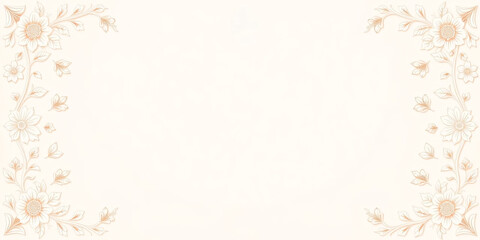 All around, a floral decorative pattern in white and pastel pink tones, symmetrical and harmonious, with a soft background in gradient colors between beige and light pink.