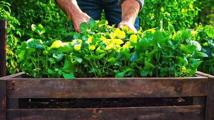 A person tending to plants in a garden, symbolizing the therapeutic and rewarding aspects of gardening as a healthy and productive hobby.