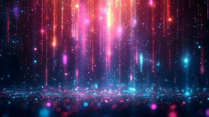 Obraz premium Vibrant Abstract Background with Glowing Particles and Colorful Lights
