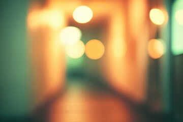 Hospital corridor with blurred perspective for healthcare professionals and medical projects, emphasizing wellness and clinical environments