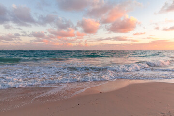 Caribbean Sea at sunrise, natural photography, empty coast