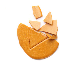 cookie crumbs sweet honeycomb on white background