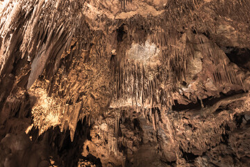 A cave interior with stalactites. Damlatas Cave, Alanya