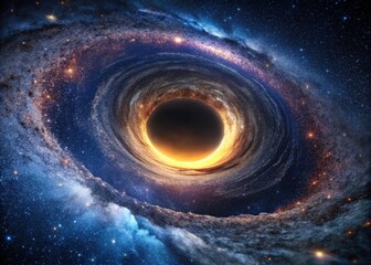 Panoramic Milky Way Galaxy with Simulated Black Hole