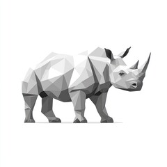 Fototapeta premium Low poly rhino, isolated against white background for wildlife themed designs and education projects