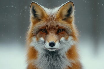 Obraz premium a red fox with sharp features and vibrant orange fur blends into a natural landscape its alert expression capturing the essence of wildlife in its habitat