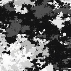 Digital camouflage background, army black, white, and gray color, with a blend of natural colors used for camouflage
