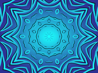 Blue caleidoscope classic gradient flower art pattern of traditional tenun batik ethnic dayak ornament for wallpaper ads background sticker or clothing