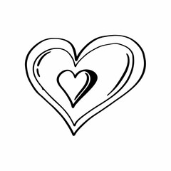 Heart Icon, heart, heart vector, line art , heart of the black and white