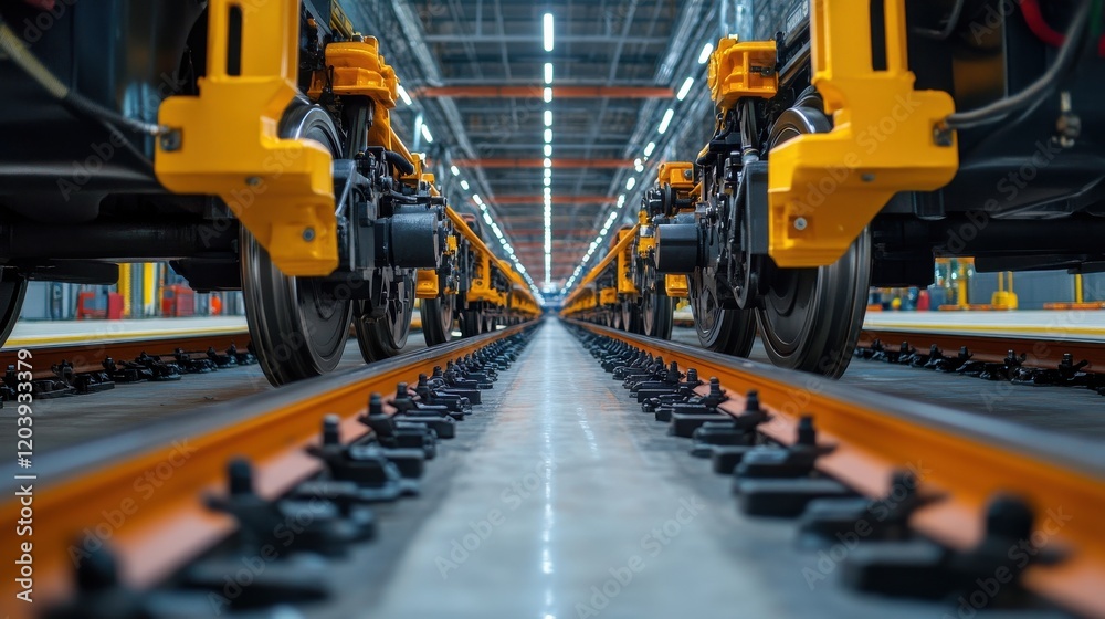 Poster engineers testing advanced suspension systems for smoother train rides