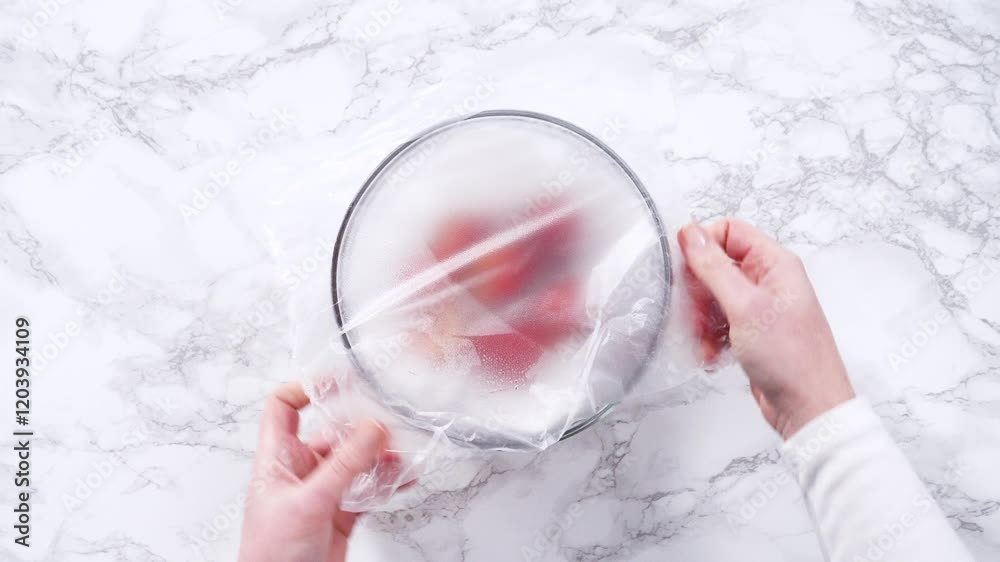 Wall mural Washed and Dried Strawberries Stored Safely in a Glass Bowl