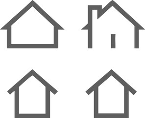 Set of Four House Icons – Vector Design for Real Estate