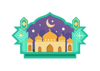 Eid Mobarak2025 Paper Art Style Mosque Greeting Design for Islamic Celebrations