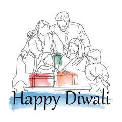 Happy Diwali Card With Watercolor Diya Vector, Happy Diwali Day watercolor greeting card