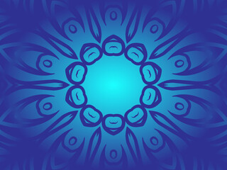 Blue caleidoscope classic gradient flower art pattern of traditional tenun batik ethnic dayak ornament for wallpaper ads background sticker or clothing