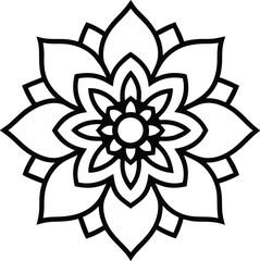 Abstract of a Traditional Mandala Art Vector Illustration in black and white to Color for children