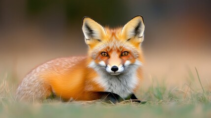 Captivating Close-Up of a Red Fox in a Natural Habitat Showcasing Its Distinct Features and Beautiful Orange Fur Amidst a Soft Blurred Background