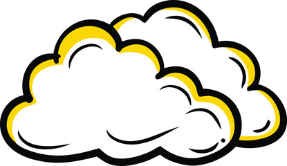 Artistic Cloud Design with Yellow Accent – High-Quality Vector