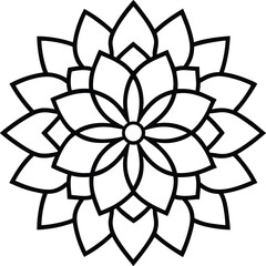 Abstract of a Traditional Mandala Art Vector Illustration in black and white to Color for children