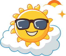 Cartoon Sun and Cloud Graphic – High-Quality Vector Art