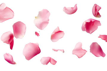 rose petals on white