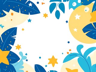 Abstract Tropical Design Featuring Stars and Leaves