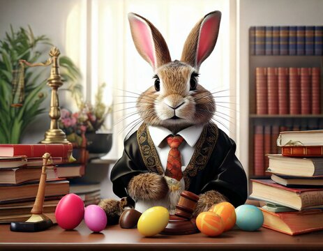 Osterhase mit Paragrafenzeichen und Akten &ndash; Kreative Osterkampagne f&uuml;r die Rechtsbranche