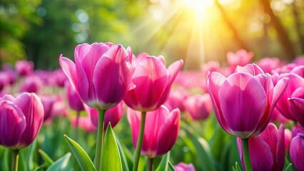 Pink Tulips Bokeh Garden HD 8K Wallpaper: Spring Bloom Photography