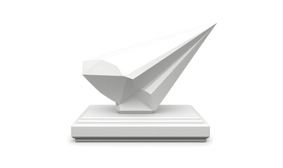 Naklejka premium Abstract white geometric award on a pedestal.