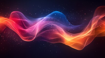 Obraz premium Abstract glowing waves in vibrant colors with a sparkling starry background perfect for artistic and dynamic visuals