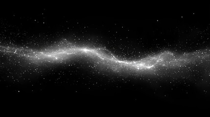 Obraz premium A mesmerizing abstract portrayal of a cosmic nebula with shining bright white stars and a flowing pattern on a black background creating a sense of depth and wonder