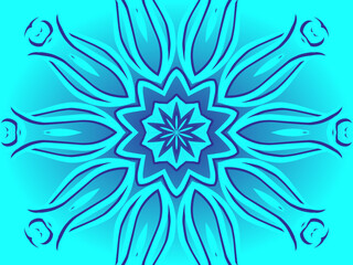 Blue caleidoscope classic gradient flower art pattern of traditional tenun batik ethnic dayak ornament for wallpaper ads background sticker or clothing