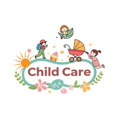Baby shop child care day care school and kids logo day care create distinctive mother care vector eps logo design