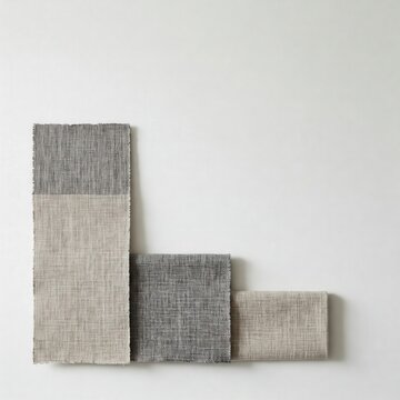 Modern Textiles in Neutral Tones on Light Grey Background