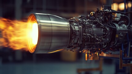 Fototapeta premium A helicopter engine undergoing rigorous aerospace testing.