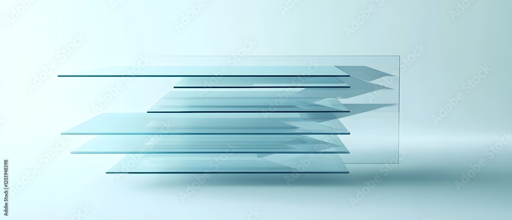 Poster abstract layered design with transparent shapes creating depth and modern aesthetic for creative pro