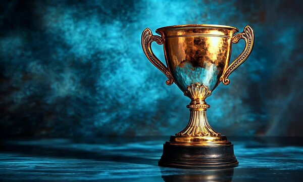 gold trophy cup isolated on black