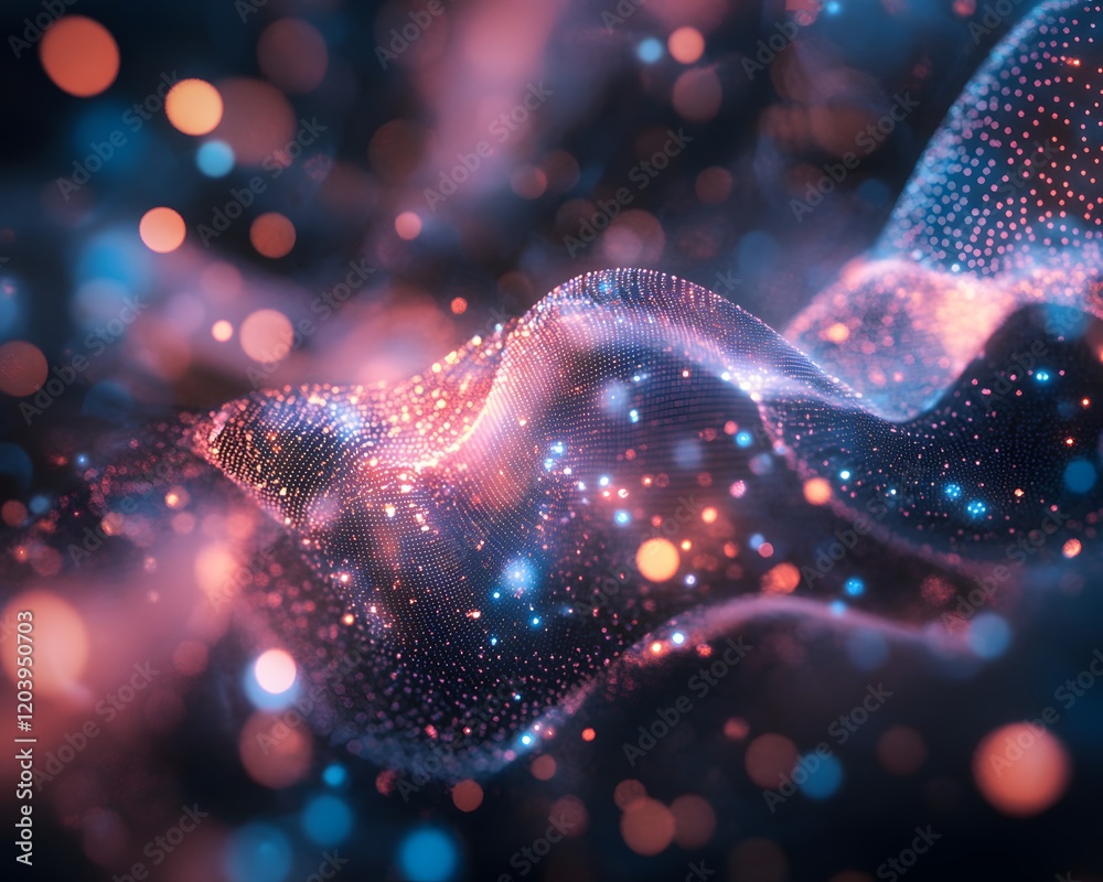 Poster vibrant abstract background featuring colorful dots and waves, creating a sense of motion and depth.