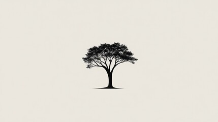 Simple tree silhouette, minimalist design, neutral background, logo design