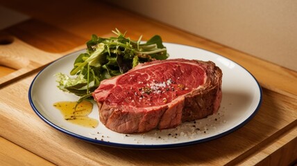 Delicious Grilled Steak Served with Fresh Salad