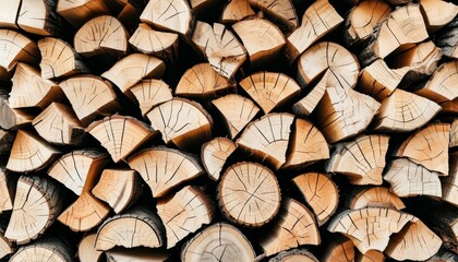 Fototapeta premium stacked chopped logs of firewood