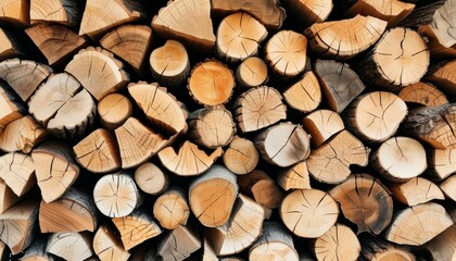 stacked chopped logs of firewood
