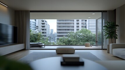 Fototapeta premium 室内と窓からの景色