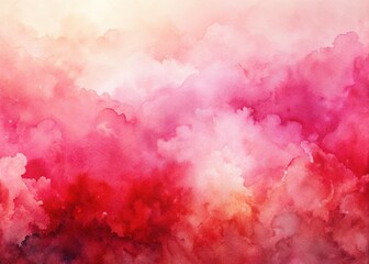 Fototapeta premium Red Pink Watercolor Ombre Background with White Space for Text - Hand-Painted Texture