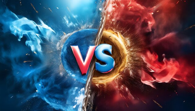Abstract vs background design featuring blue cold vs red hot, symbolizing the confrontation between two fighters. Ideal for sports, competition, or battle-themed events and announcements