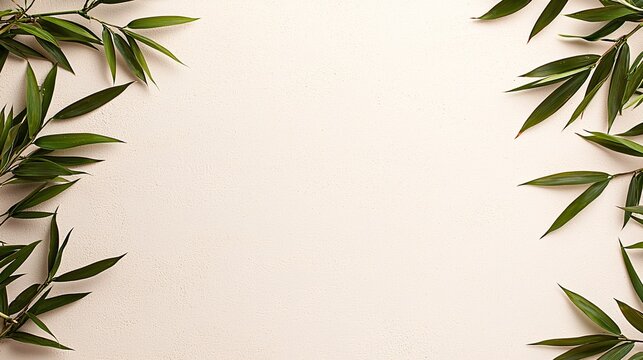 leaves in a calm, flowing arrangement, isolated on a plain background to convey simplicity and elegance. Bamboo leaves 