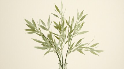 of bamboo leaves arranged in a minimalist vase, emphasizing simplicity and elegance in an Asian-themed setting Bamboo leaves 