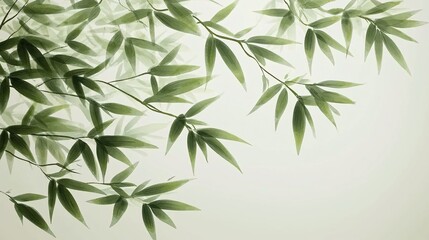 illustration of delicate bamboo leaves with a soft gradient, creating a peaceful composition. Bamboo leaves.isolate on white background.Illustrations 