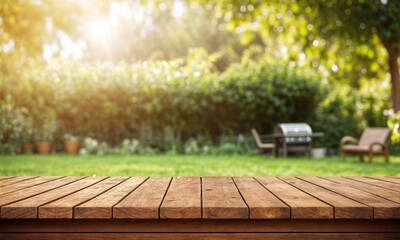 A vibrant outdoor setting showcasing a backyard barbecue with sizzling food on the grill, surrounded by lush greenery, warm sunlight, and a cozy garden atmosphere perfect for summer gatherings.